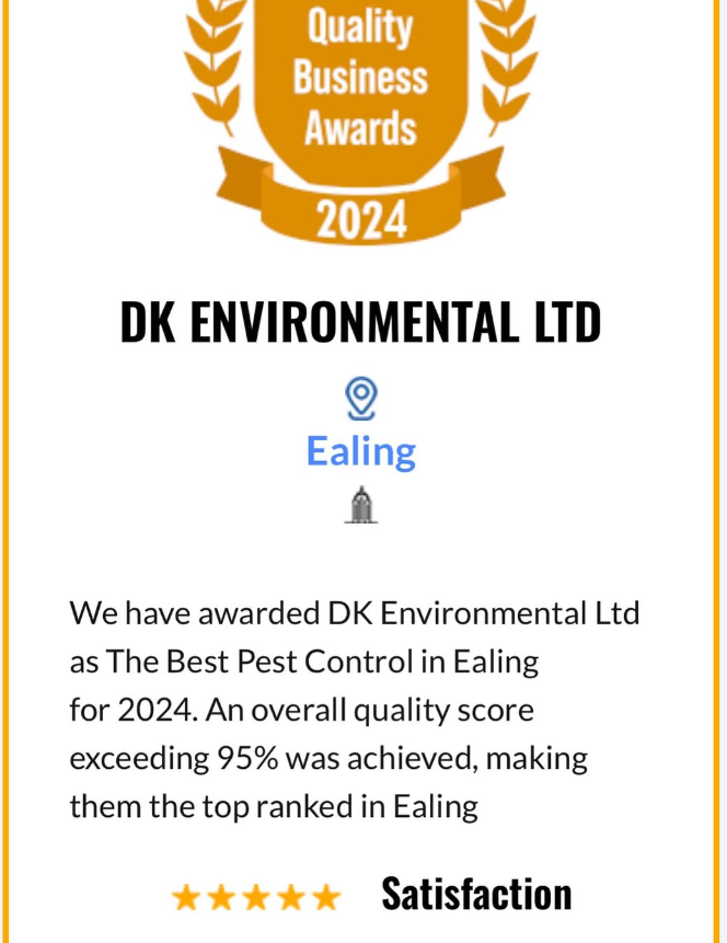2024 Quality Business Award certificate for DK Environmental